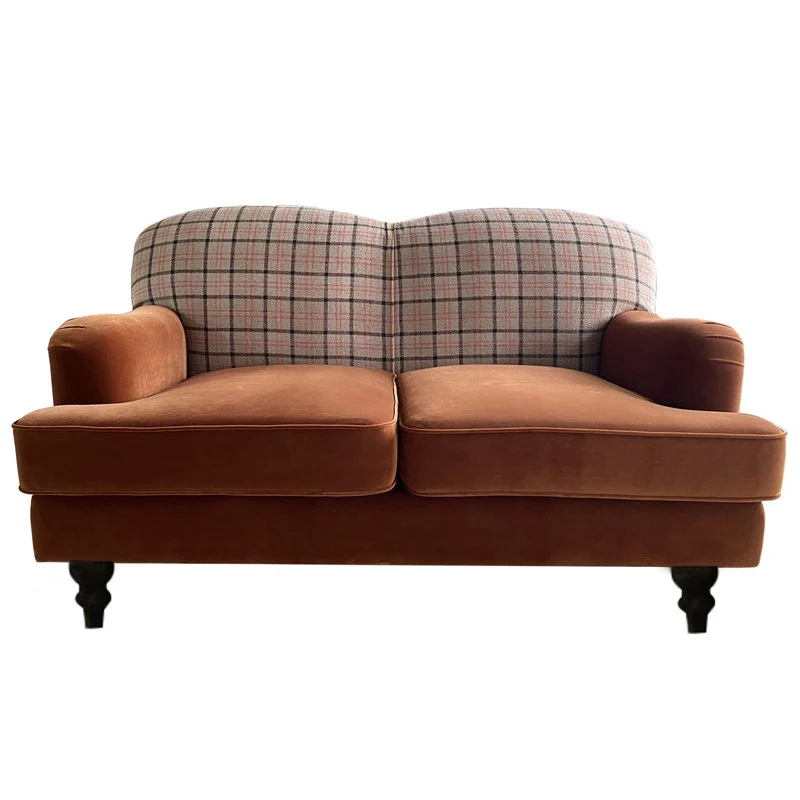 

Vintage fabric sofa, American country, French second-hand small apartment, living room velvet, three-seater sofa