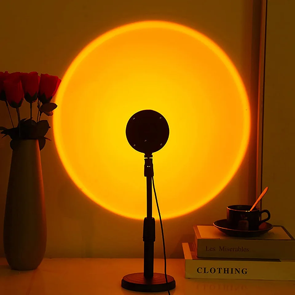 Lámpara Led de puesta de sol para fotografía, proyector de ambiente remoto, USB, luz nocturna ajustable, 16 colores, decoración de la habitación del