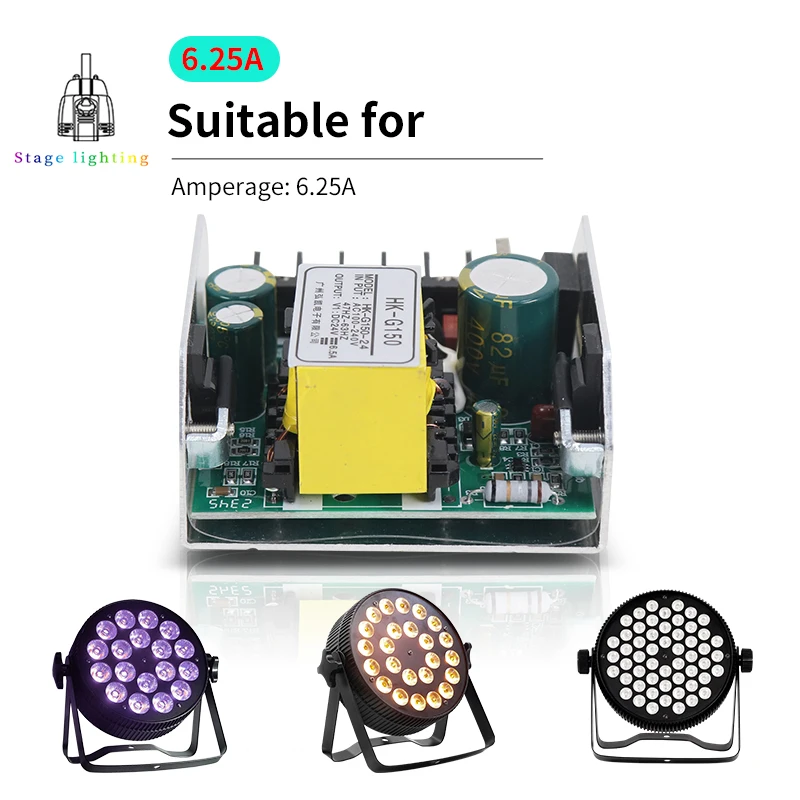 Led Par Light Power Supply 150w 24v 6.25A 24x12w 54x3w 18x12w Cast Aluminum Par Light Stage Light Repair Spare Parts