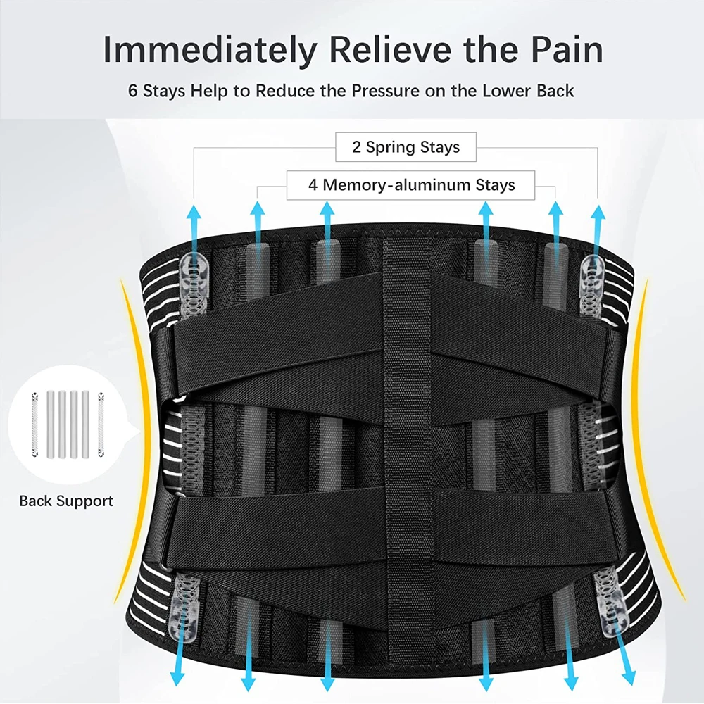 Breathable Waist Braces Back Support Belt Anti-skid Lumbar Support Belt with 16-hole Mesh for Lower Back Pain Relief