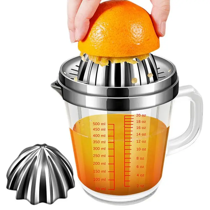 Lemon Squeezer Portable Lemon Orange Manual Fruit Juicer With Cup Stainless Steel Kitchen Accessories Tools Juice Extractor