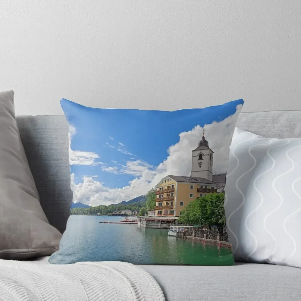 

The beautiful village St. Wolfgang on the lake Wolfgangsee Austria Throw Pillow Cushion Cover Set ornamental pillows pillow