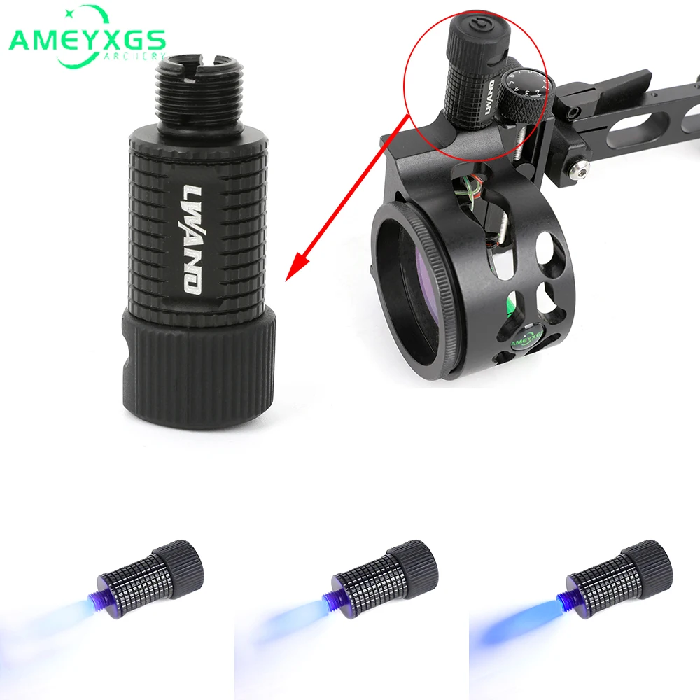 Archery Bow Sight Device Aiming Light 3 Gear LED Adjust Screwed-Fitting 6/9/11mm Rechargeable for Compound Bow Sight Accessories