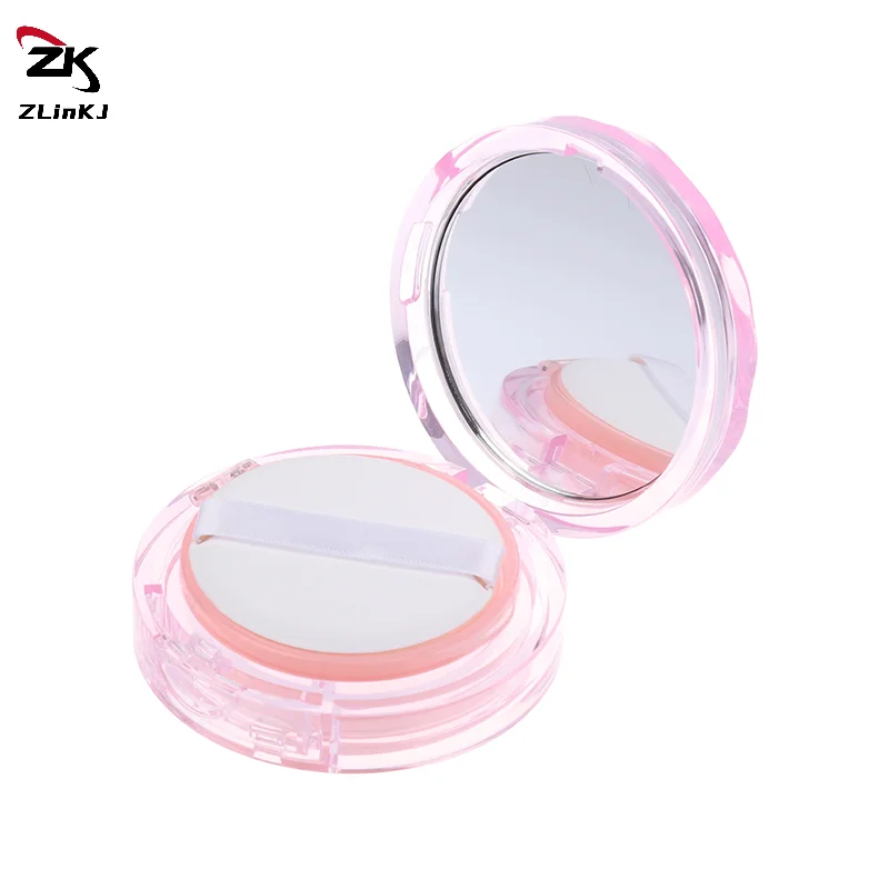 Plastic Pink Empty Air Cushion Puff Box Portable Foundation DIY Box With Mirror
