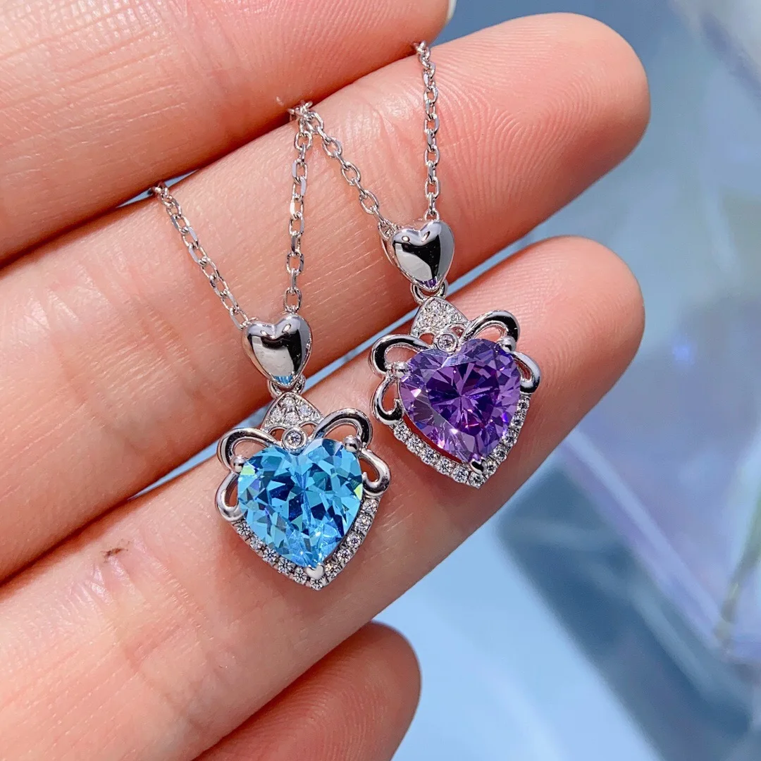 

Ожерелье с подвеской «Океанское сердце», платина PT950, классическая форма сердца из муассанита 2 карата для женщин, длина 45 см