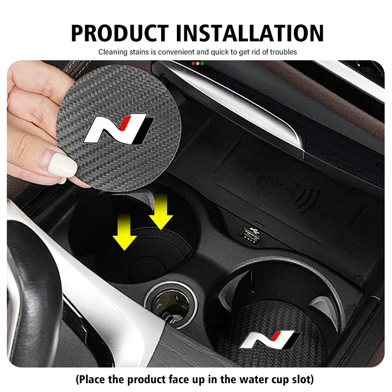 Rutschfeste Kohlefaser-Autofußmatten, 2 Stück, für Hyundai N Nline Tucson Kona Sonata Veloster I20 I30 – Detail 2