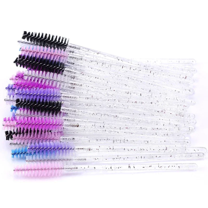 Descartável Crystal Eyelashes Brush Comb, Eye Lashes Extension, Mascara Brushes, Maquiagem, Ferramenta de Beleza Profissional, 50pcs por saco