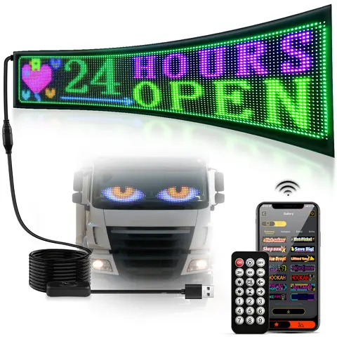 Smart RGB LED Matrix Pixel Panel Screen LED Panel Scrolling Advertising Light Programmable DIY Text Anime Car Devil Eyes Sign