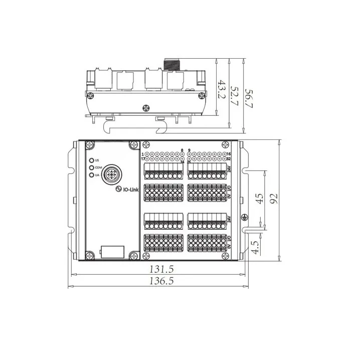 IP20 IO-Link Hub PNP 32DI/DO Adaptive Class B Terminal Module 009C53