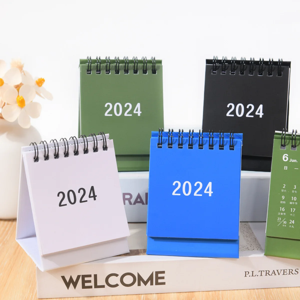 2024 Morandi Solid Color Mini Calendar DIY Portable Desktop Calendars Dual Daily Schedule Table Planner 2023.09-2024.12