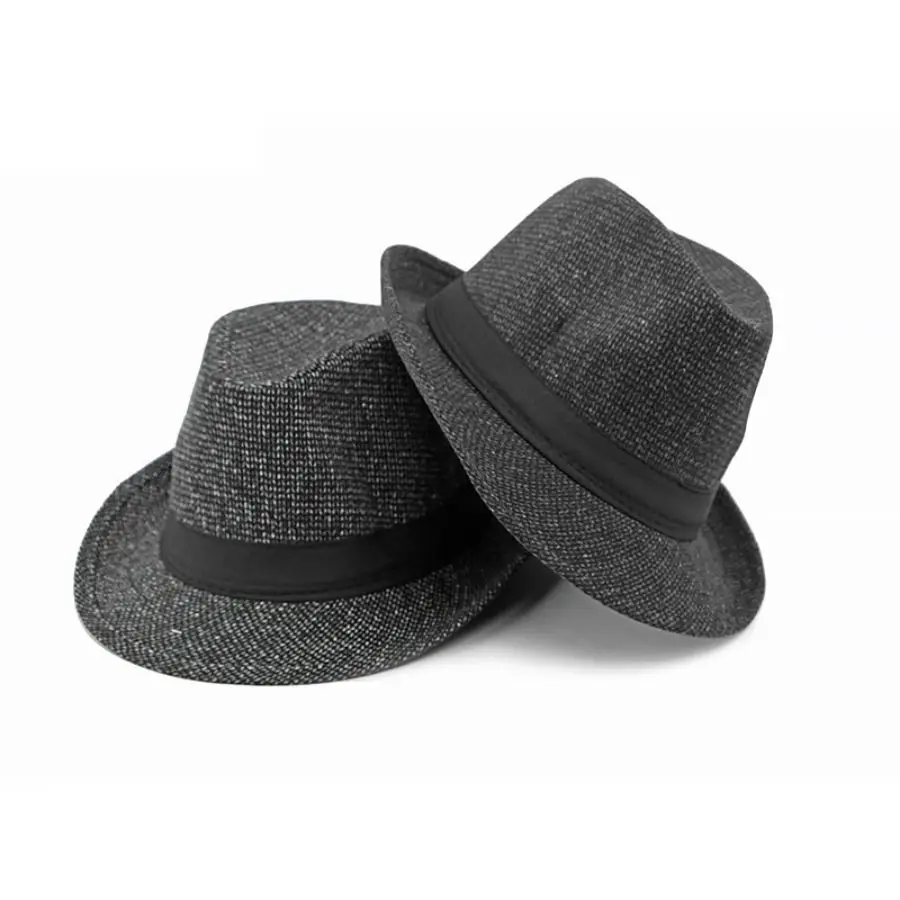 British Top Jazz Hat for Gentleman Hat Middle-Aged Men Simple Pure Color Wool Top Hat Casual Elegant Jazz Hat Fedoras Party Cap