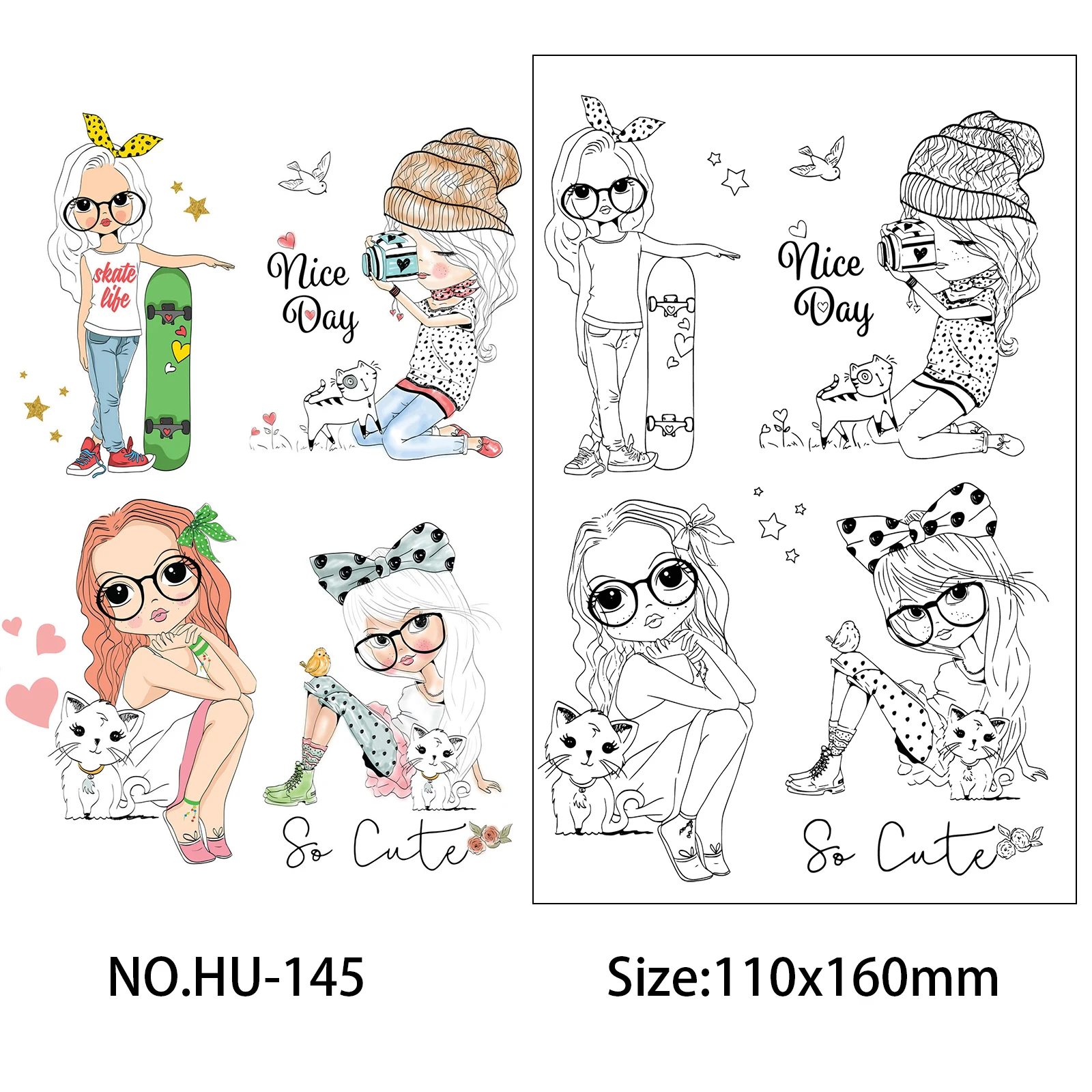 Cartoon girl Cute / Fashion Girls Clear Stamps For DIY Scrapbooking Decorative Card Making Crafts Fun Decoration Supplies