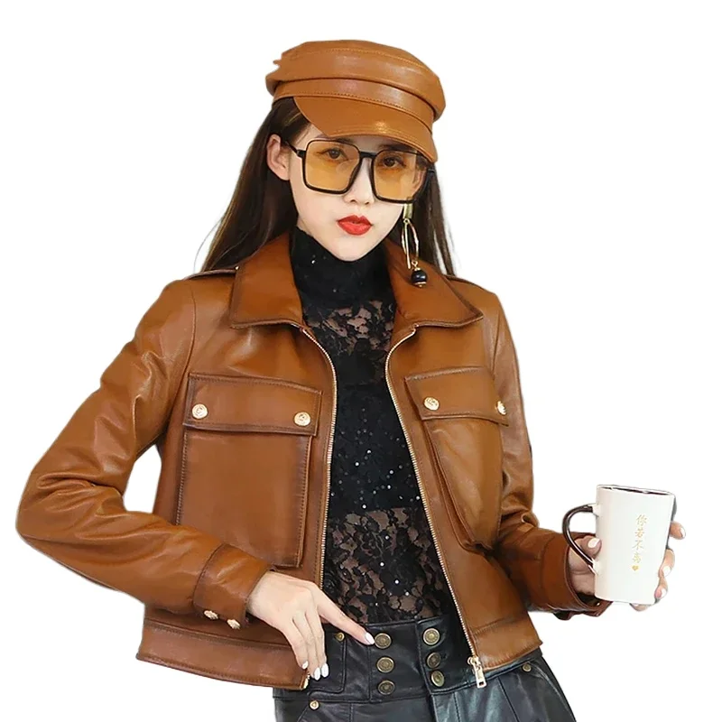 Tajiyane 2021 여성을위한 정품 가죽 의류 진짜 양피 자켓 여성 의류 빈티지 고품질 Femme Veste TN1728