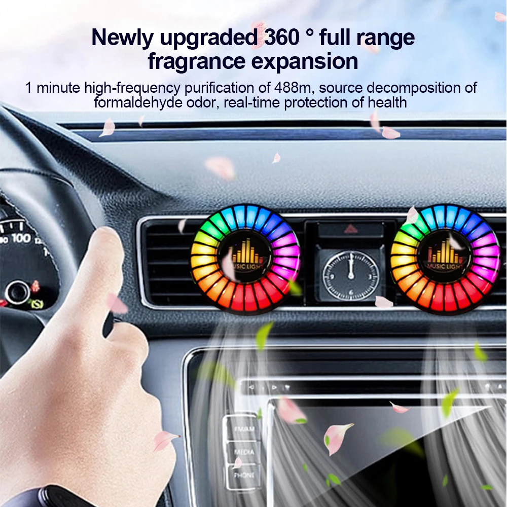 Car Air Freshener Outlet Fragrance Air Vent Aromatherapy Interior Perfume RGB Music Rhythm Lamp Voice Pick Up Atmosphere Light