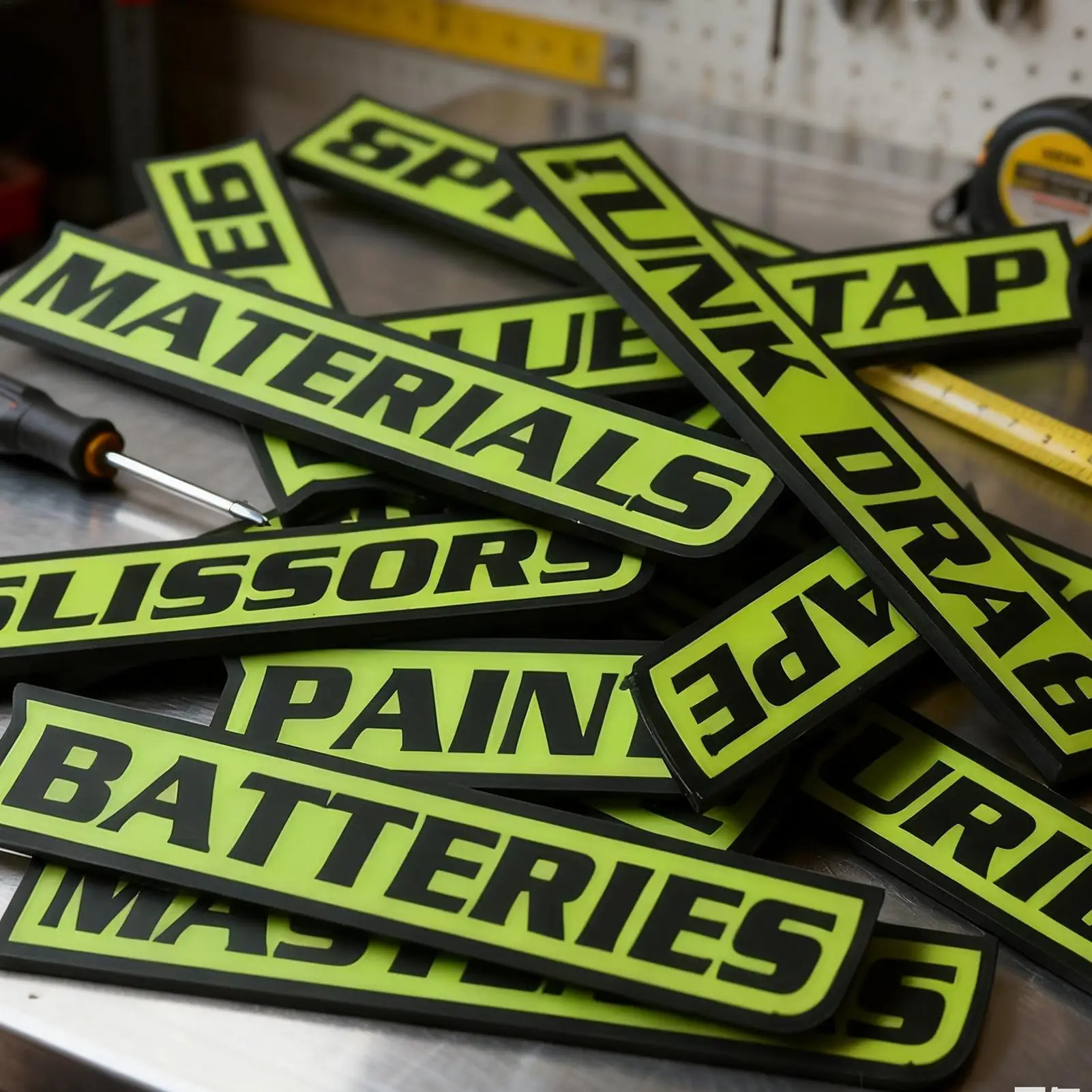 Etiquetas magnéticas para cajas de herramientas, 12 piezas, pegatinas de organización reutilizables impresas en 3D, etiquetas adhesivas para cajas de herramientas para cajones de carros de acero