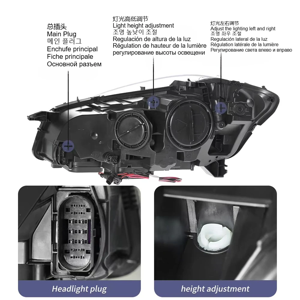 المصابيح الأمامية لمرسيدس بنز S-Class W221 S250 S280 S30 S320 S350 2006-2013 مجموعة مصابيح السيارة الأمامية LED ثنائية البؤرة عدسة الملحقات #4