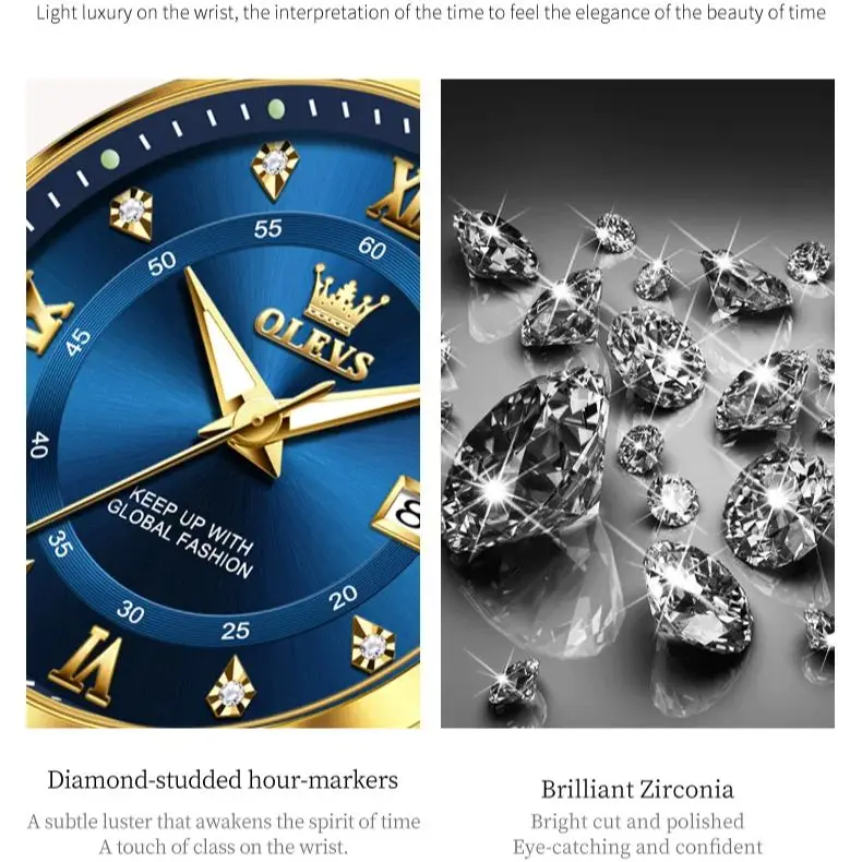 أوليفز-ساعة كوارتز نسائية مقاومة للماء من الفولاذ المقاوم للصدأ ، ألماس أنيق للغاية ، علامة تجارية فاخرة للأزياء ،