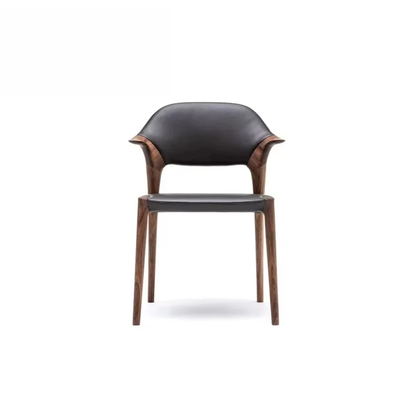 Modern Wooden Leather Dining Chairs Living Room Nordic Comfortable Upholstered Hotel Chairs Restaurant Custom Design Furniture