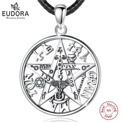 Eudora 925 Sterling Silver Pentagramma Ciondolo per Uomo Donna Amuleto Guardiano Stella Tetragrammaton Collana Personalità Gioielli Regalo