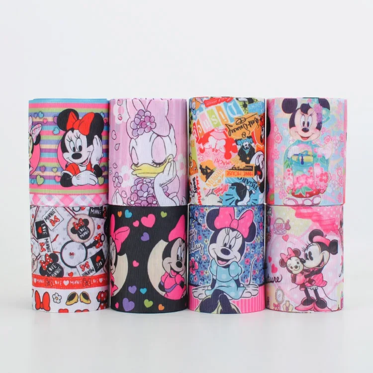 

Disney Cartoon Design Random Set 5/10yards 3'' 75mm Mickey Mouse Printed Grosgrain Ribbon