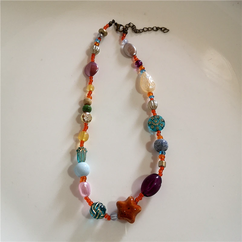Kpop Boho Bunte Kirsche Herz Stern Anhänger Peart Choker Halskette Für Frauen Süße Ästhetische Y2K Harajuku Schmuck Zubehör – Detail 8