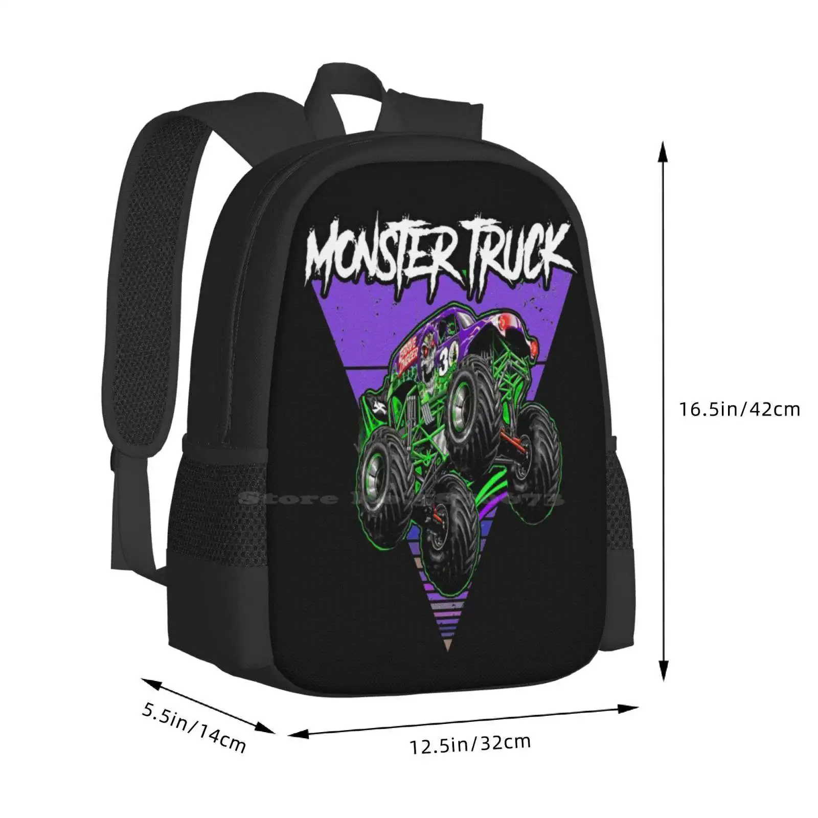 Monster Jam Grave Digger Monster Truck Fanart Gift School Bags Travel Laptop Backpack Monster Jams Monster Jam Kids Monster