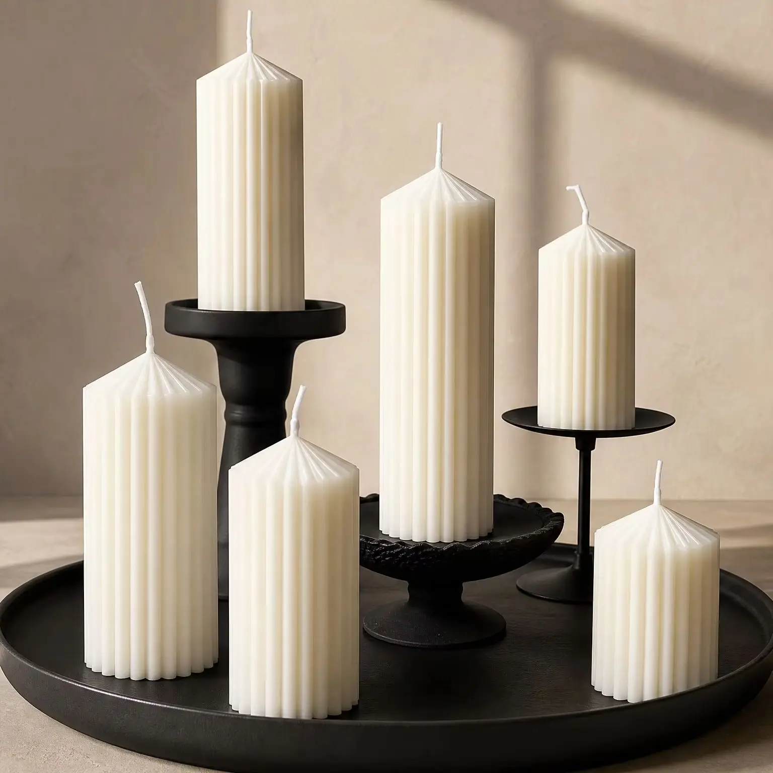 4PCS White Roman Column Aromatherapy Candle Set, with No Black Smoke and Scented Candles Inside. Made of Soy Wax and Designed Wi