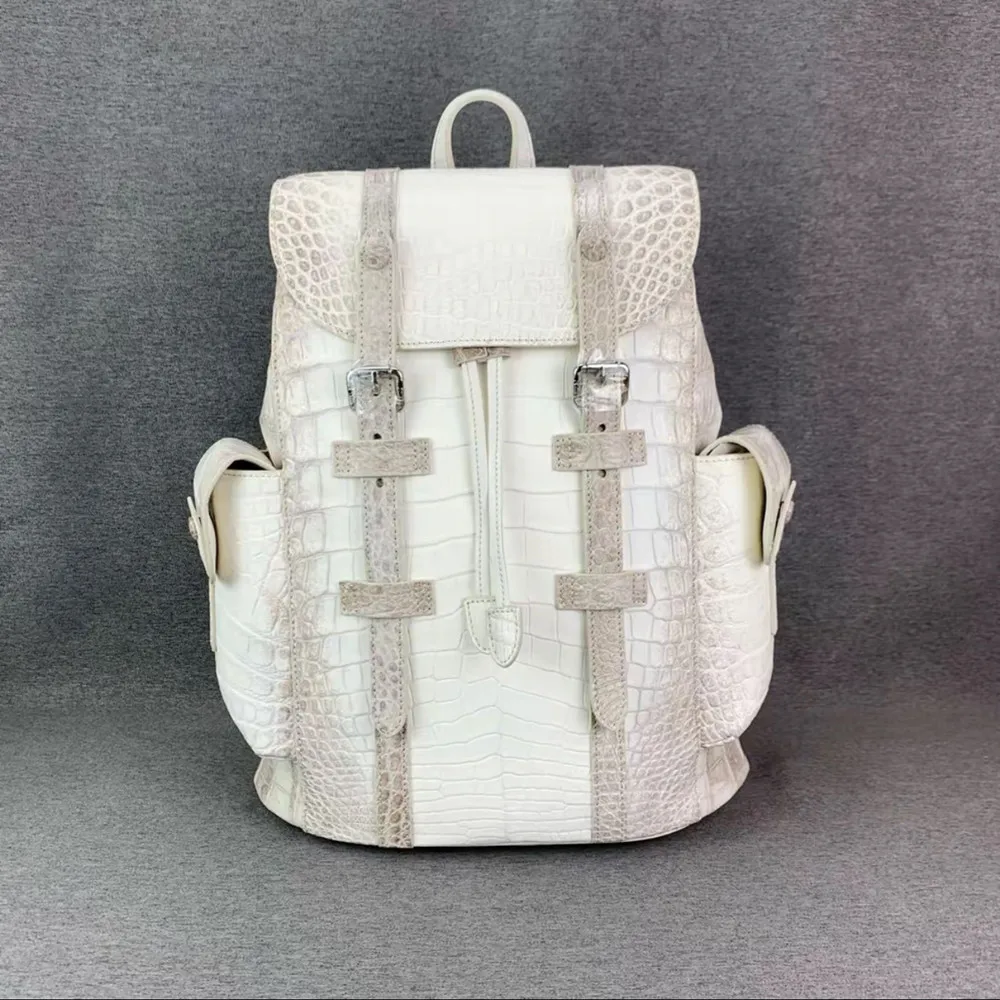 

Genuine crocodile leather men's handbag real crocodile leather women's large size Himalayan white business travel computer bag