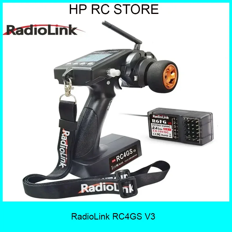 

RadioLink RC4GS V3 2.4G 4CH 400M RC Transmitter w/ R6FG Receiver – Built-in Gyro for RC Cars/Boats