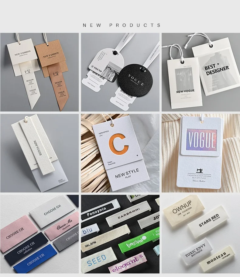 1000pcs 3 in 1 set Garment Hang Tags Recycled Luxury Clothing Brand Logo Fashion Paper Custom Clothing Tags Labels Printed