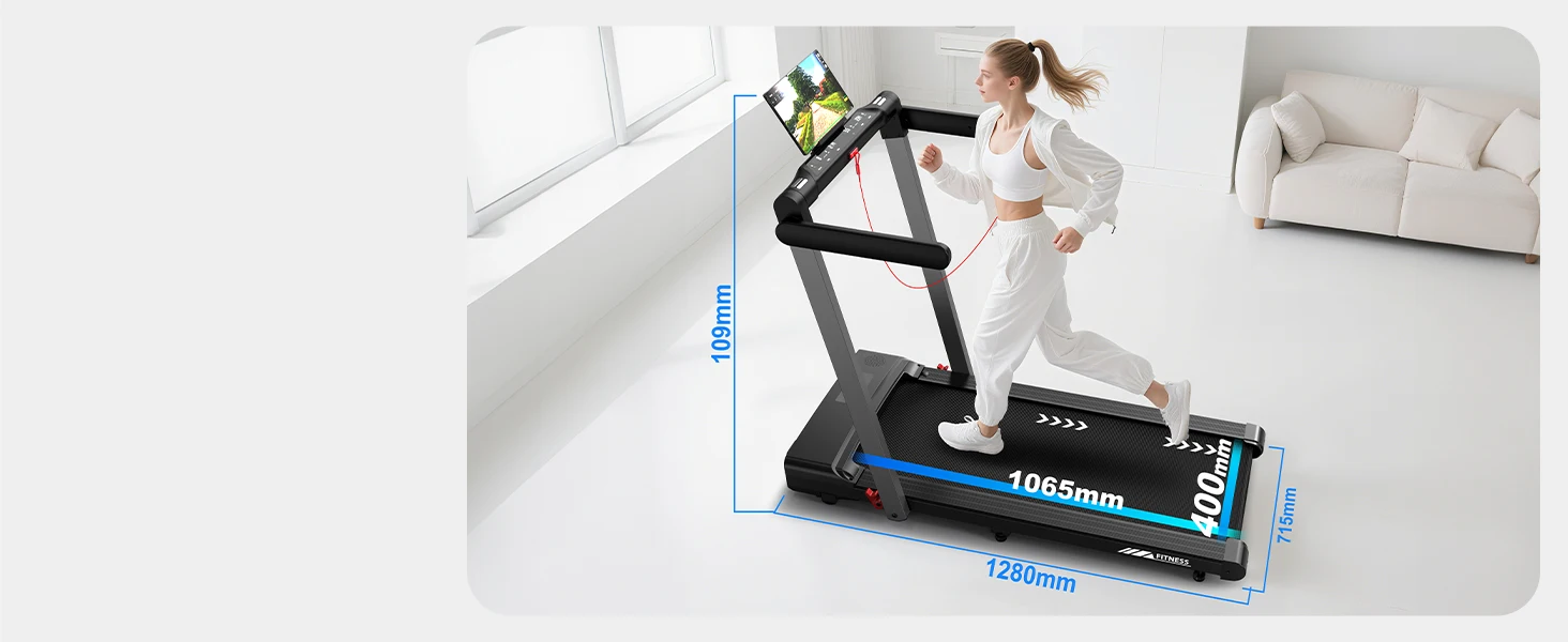 3-in-1 Klappbares Laufband 2,5 PS Geräuscharmer Motor Bluetooth-Lautsprecher 12km/h 12 Programme Dual-LED Heim- und Büro-Fitnessgerät – Detail 8