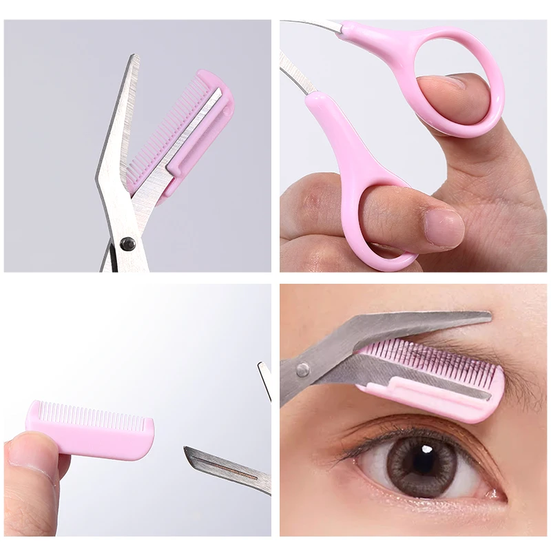 Abnehmbarer Augenbrauenkamm, professionelle Make-up-Schere aus Edelstahl, Wimpernschere, kleine Schere, Make-up-Werkzeuge für Anfänger