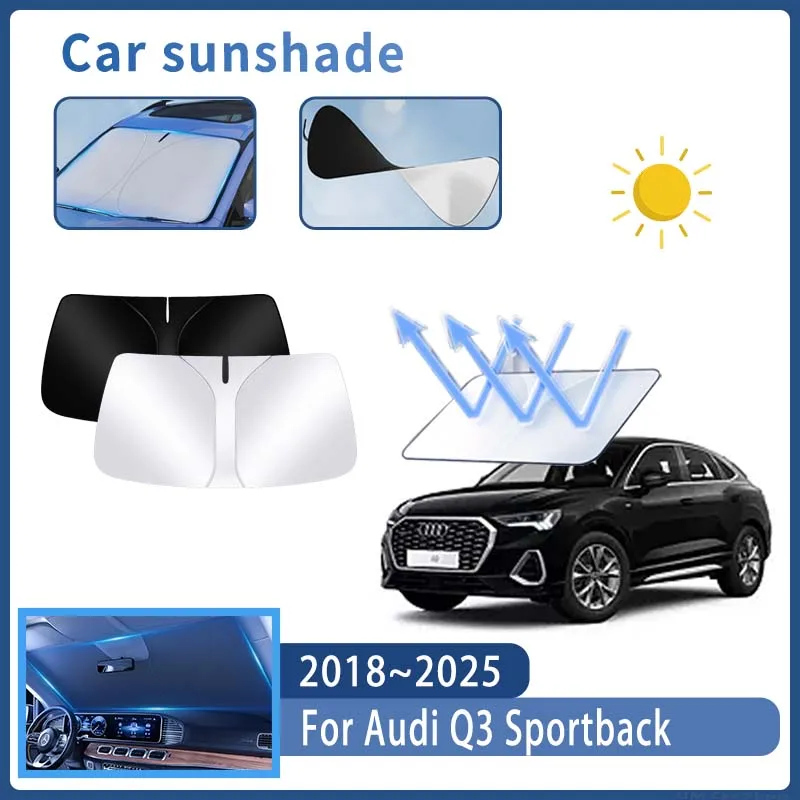 

Foldable Car Sun Visor For Audi Q3 Sportback 2018~2025 Front Windshield Sunshade Heat Insulation Summer Cooling Auto Accessories