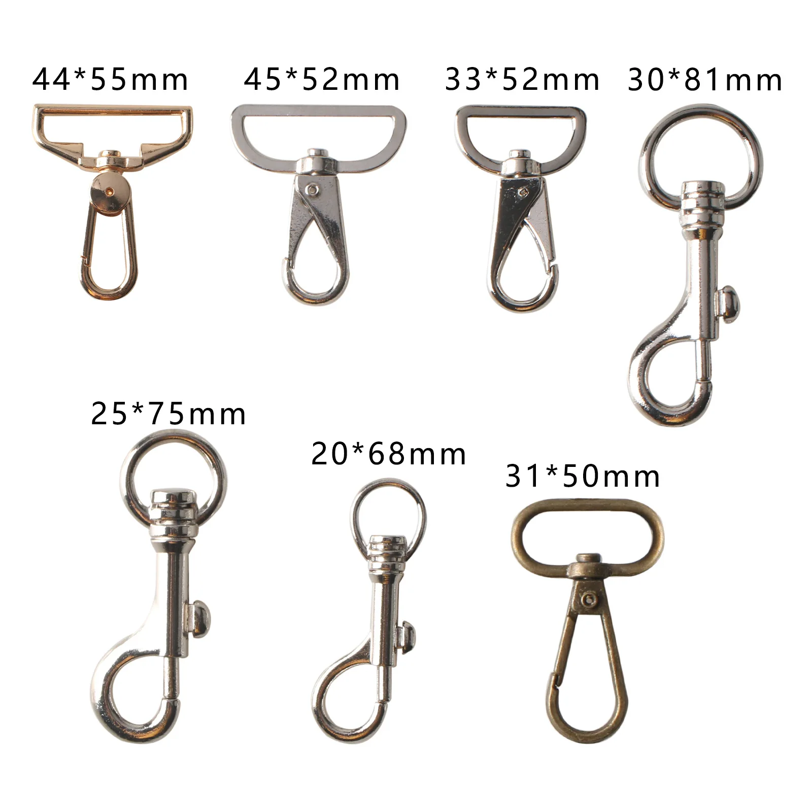 Various sizes and colors of small plate buckles, luggage hardware pet dog keychains, women's bags, hook buckles, bags locks