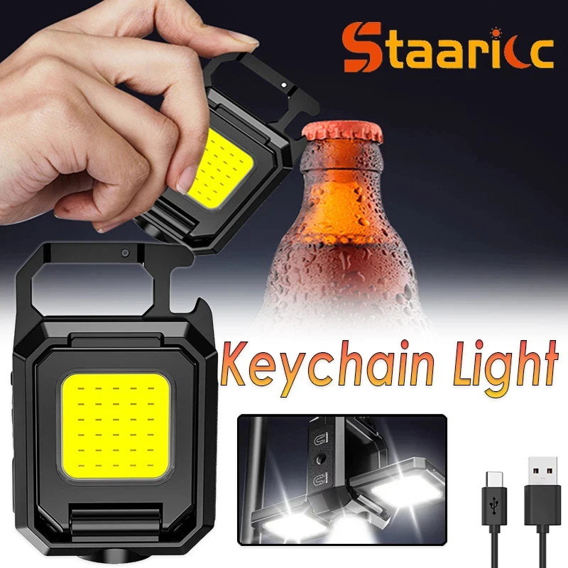 Chaveiro cob luz de trabalho com fonte de luz dupla 5 modos recarregável de alto lúmen portátil luz led para acampamento caminhadas correndo