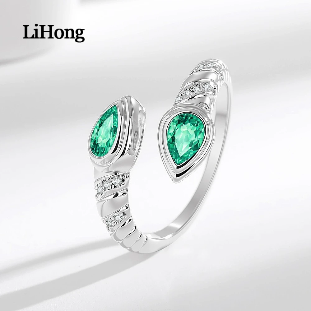 Neuer Ring aus 925er Sterlingsilber mit Smaragden und Zirkonia, geeignet für den täglichen Gebrauch von Frauen und auch als tolles Geschenk.