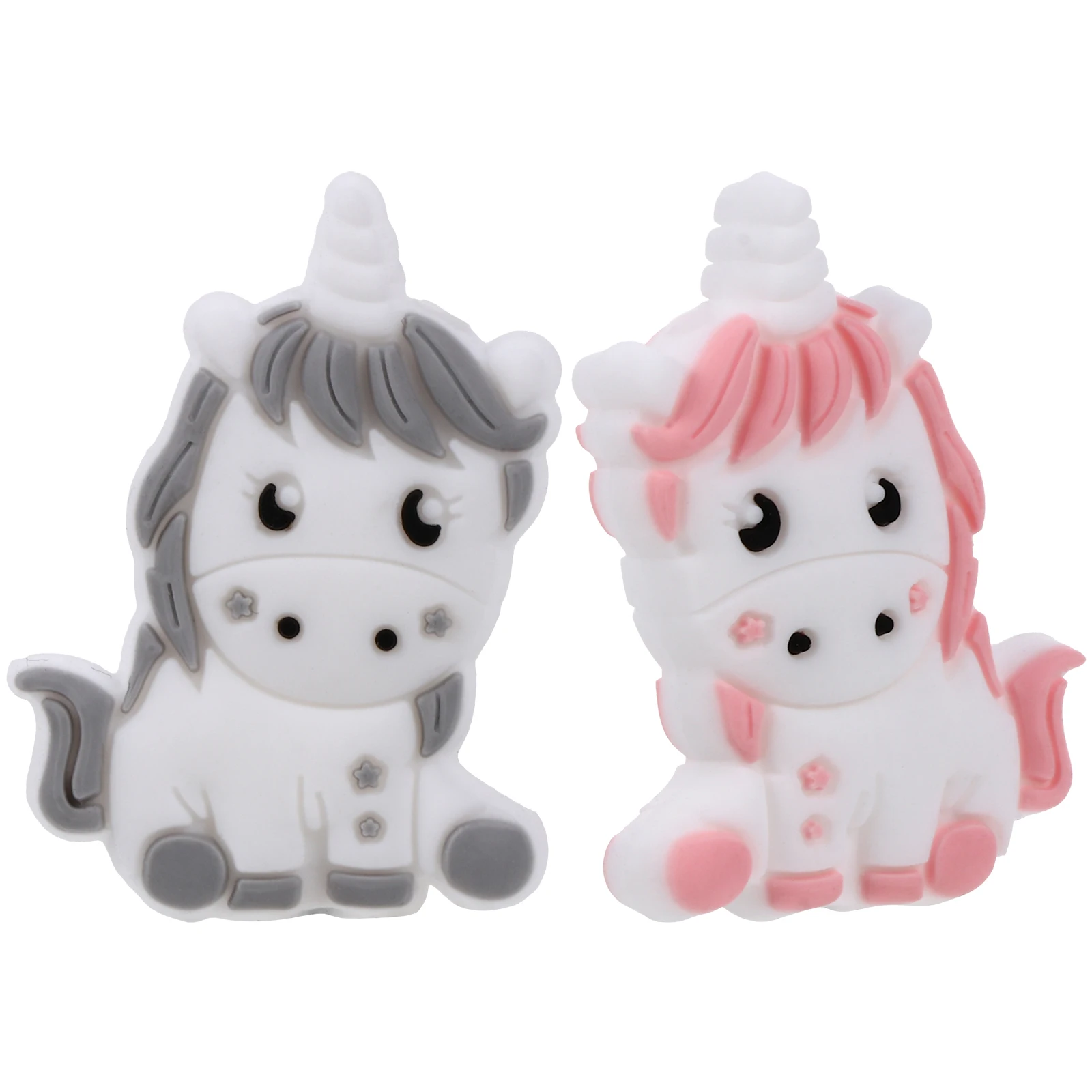 

2 Pcs Unicorn Silicone Bead Teeth Glue Baby Teether Beads Teething Toy DIY Jewelry Accessories Pacifier Clip Loose Nursing
