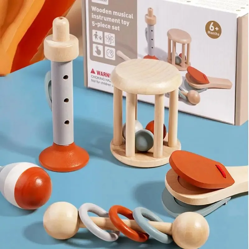 Set di batteria per bambini Strumenti musicali in legno per i più piccoli Giocattoli musicali educativi prescolari per bambini Giocattoli Montessori per bambini dai 3 ai 6 anni