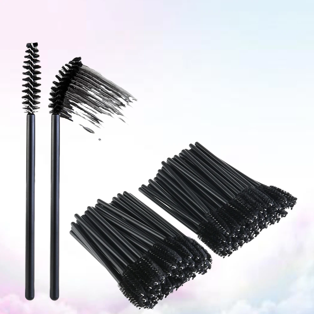 Set di bacchette per mascara con pennello per ciglia da 50 pezzi. Confezione audace. Bacchette nere. Kit di strumenti di bellezza per il trucco