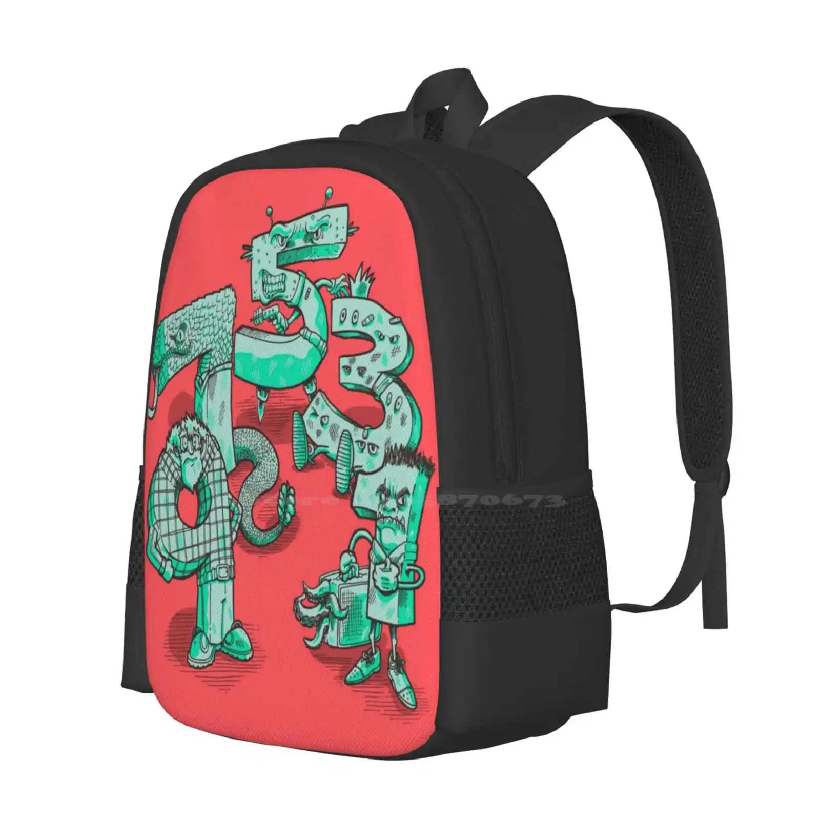 Odd Numbers Hot Sale Schoolbag Backpack Fashion Bags Odd Numbers Pink Green Monster 1 3 5 7 9