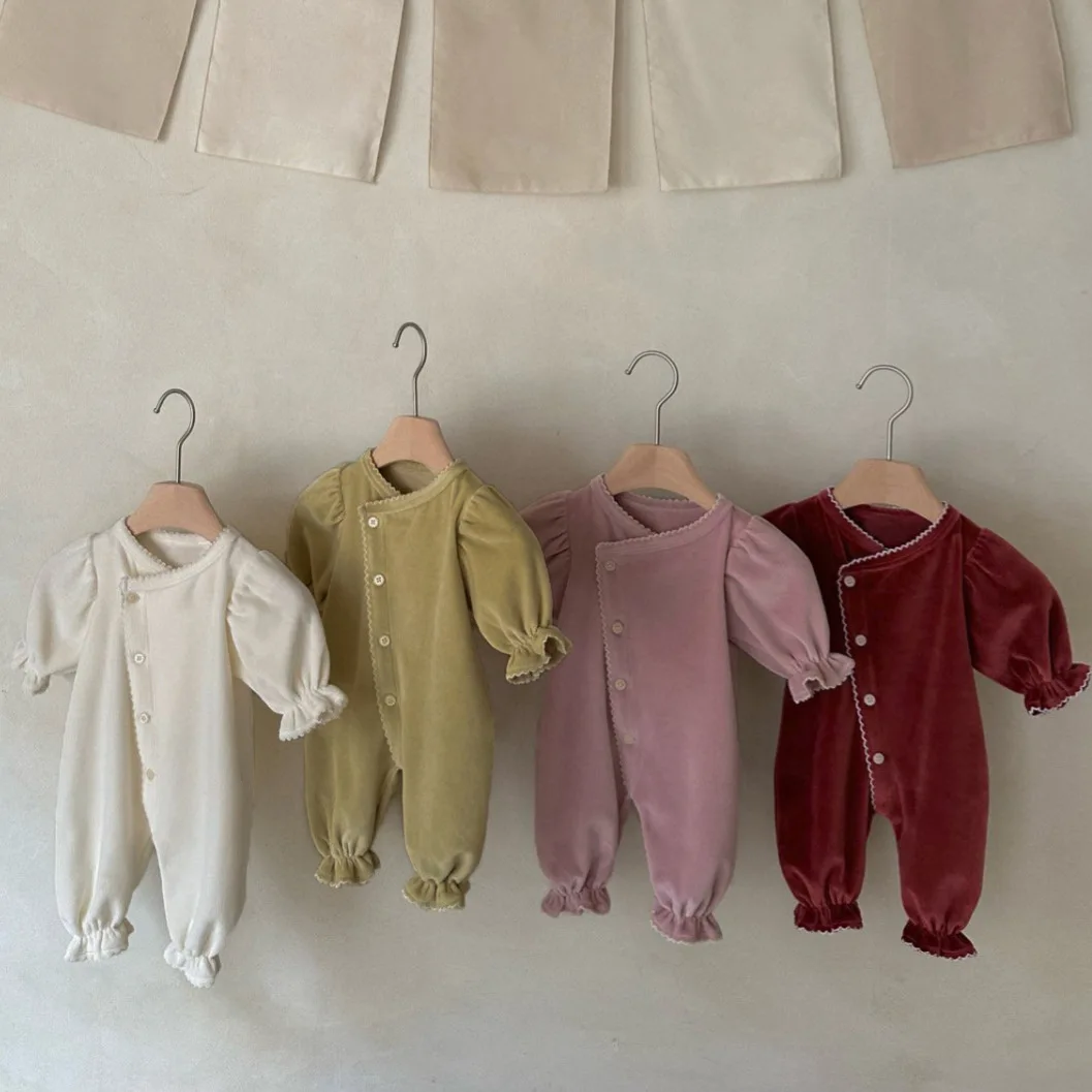 Baju Monyet Bayi Perempuan Baru Musim Semi 2025 Jumpsuit Lengan Panjang Katun Bayi Baru Lahir Lucu Baju Kasual Balita Longgar Anak Laki-laki 0-24M