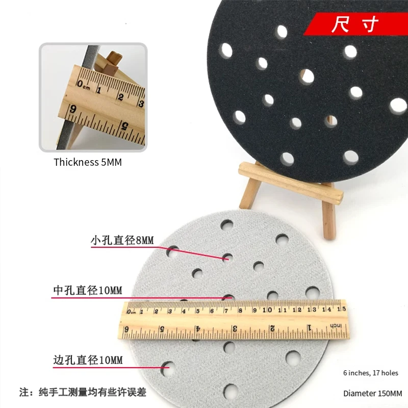 2Pcs Flocking Sand Sponge Sandpaper Sanding Disc Hook and Loop 6 Inch 6 9 15 17Holes 300-3000 Grit for Polishing & Grinding