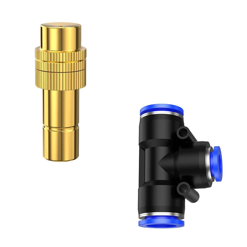 10 Sets of Adjustable Copper Spray Nozzle 8mm Three-Way Joint General Spray Nozzle for Garden Watering, Irrigation and Cooling