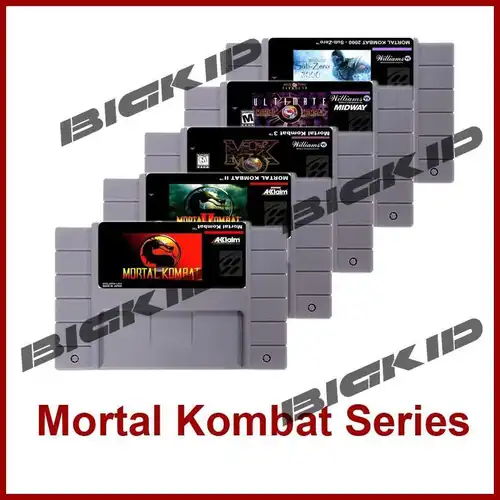 Mortal Kombat 1 2 3 Ultimate MK 3 Gold 2000 NTSC versión 16 bits 46 pines tarjeta de juego gris grande para jugadores de EE. UU.