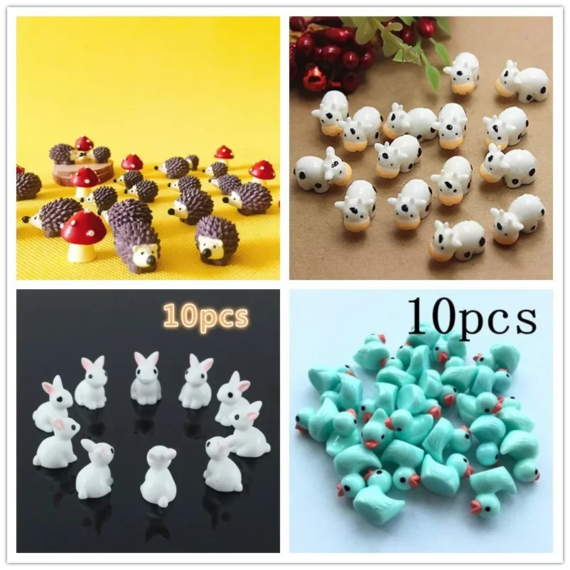 10Pcs/Hedgehog and Cows/Cute Animal Sheep/Fairy Garden Gnome/Moss Terrarium/Crafts/Bonsai/Home Table Decor/DIY Supplies/Figurine