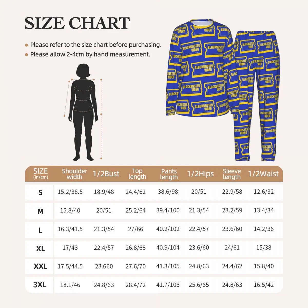 Blockbuster Video Round Neck Long Sleeves Nightdress for Sleeping Sleepshirts Women Soft Pajama Set Long Pants