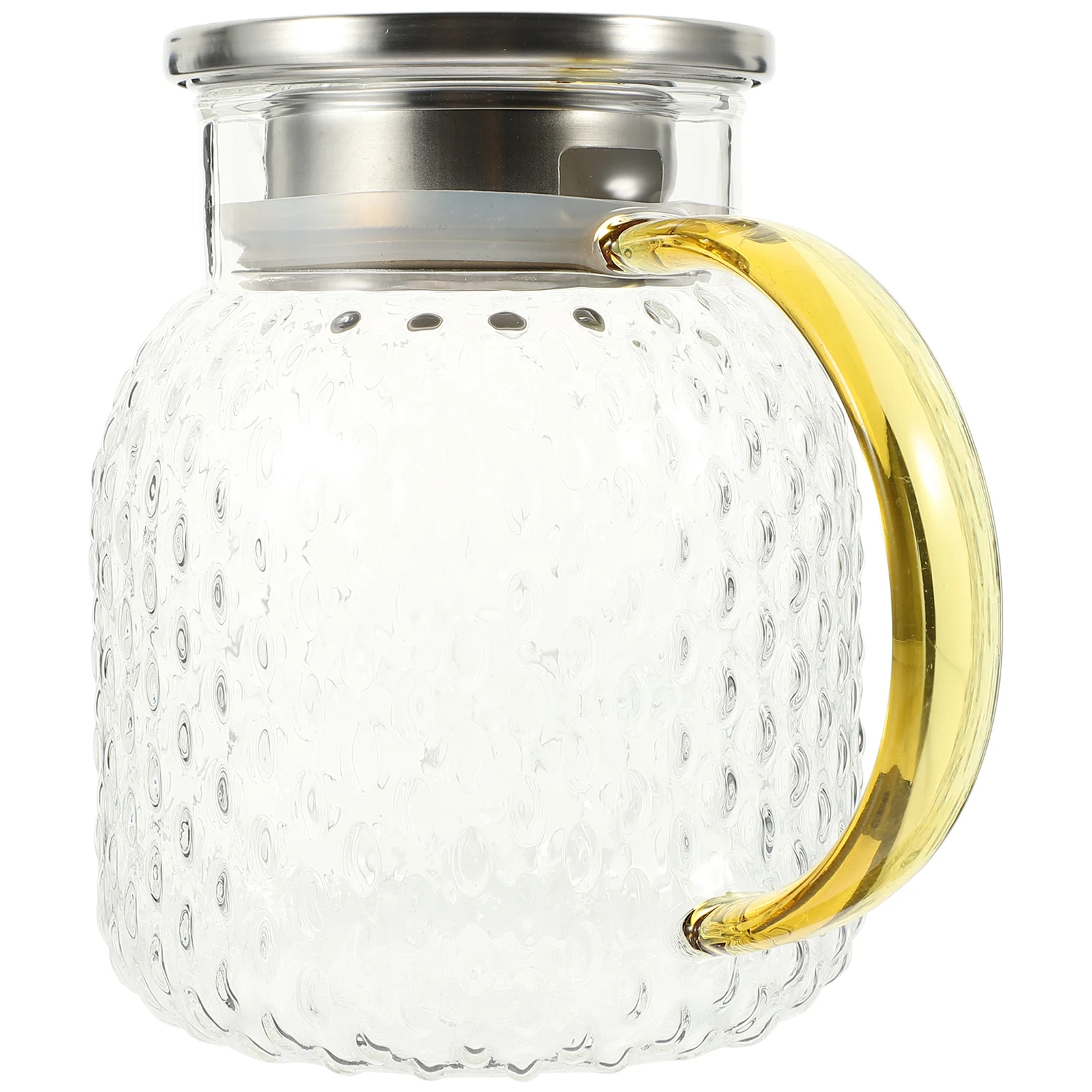 

Cold Water Pitcher Glass Kettle Large Capacity 1000ml Stainless Steel Handle Suitable for Juice Tea Water Clear Glass