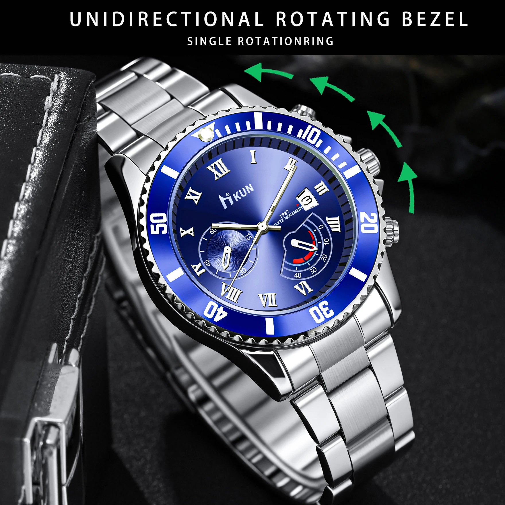 6 ชิ้นธุรกิจและการพักผ่อนอเนกประสงค์อารมณ์นาฬิกาผูกกล่องของขวัญชุด + กระดุมข้อมือ + คลิปผูก + ผ้าเช็ดหน้าทุกวันการจับคู่สถานที่ทํางาน