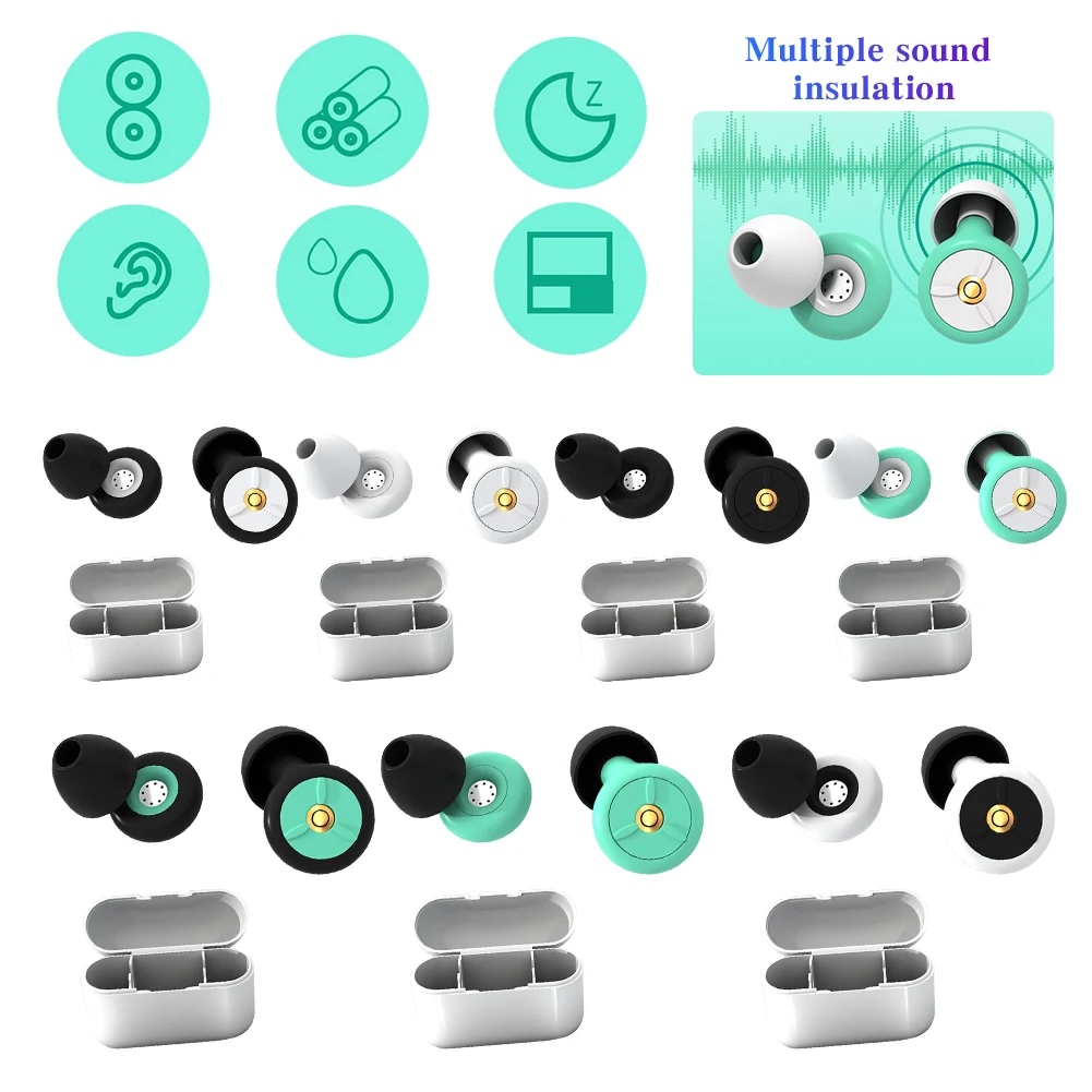 Silicone Ear Protection Earplugs Waterproof Soft Diving Ear Plugs Washable with Earplug Caps & Case for Swimming Showering