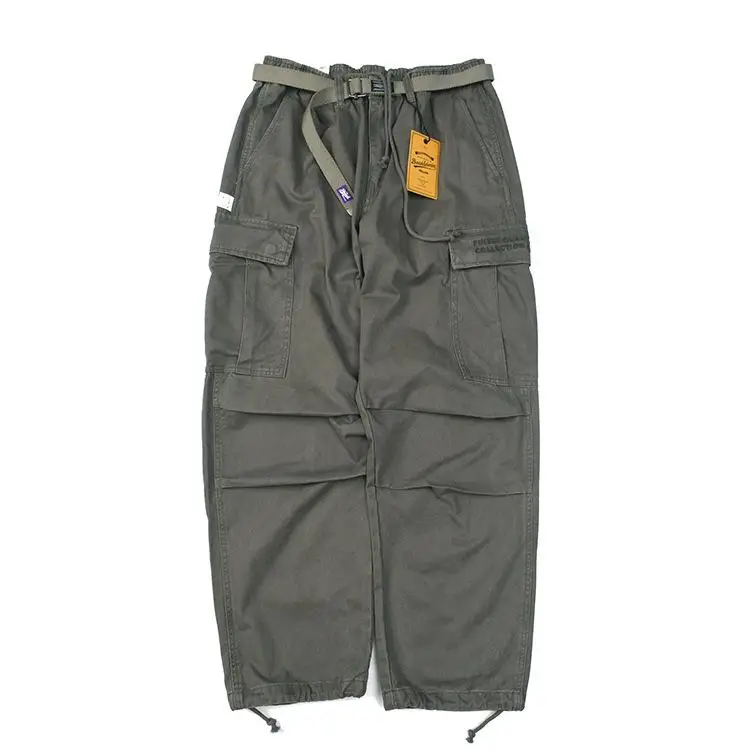 Japanese Style Workwear Brand Casual Pants Retro Washed Multi-Pocket Cargo Pants for Men Loose Straight-Leg Trousers Outdoor
